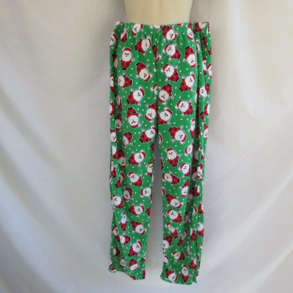 New #followme Green White & Red Santa Print Cozy Fleece Lounge Pajama Set XL - Picture 4 of 10